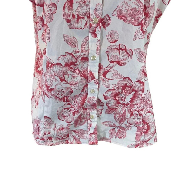 Charter Club Tailored Fit Button Up Tank Plus Size 16 Pink White Floral Pattern - Picture 5 of 8